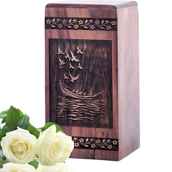 KARYLIZ Fishing Boat Wood Urn - Urn For Ashes Adult Male - Cremation Boxes For Human Ashes Adult - Ash Holders For Human Ashes - Cremation Urns For Women - Urns For Human Ashes Adult Female