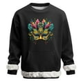 thumbnail image 1 of Ceisia Men's Mardi Gras Venice Mask Fuzzy-Trim Sweatshirt | Winter Festive Casual Pullover Gift, 1 of 6
