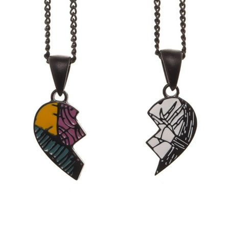 The Nightmare Before Christmas Cd NIGHTMARE BEFORE CHRISTMAS His & Hers Jack & Sally Heart Charm Necklace ()