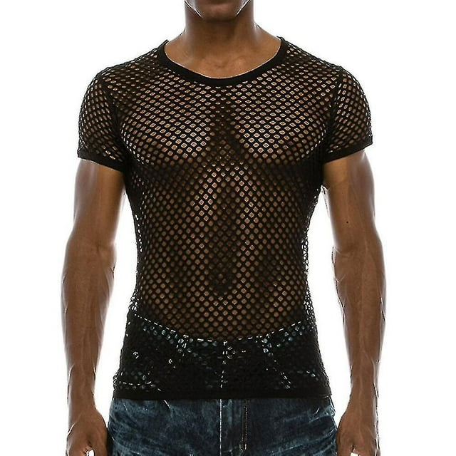 Camiseta de malla transparente para hombre Sexy