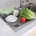 thumbnail image 1 of Roll Up Dish Drying Rack, Over the Sink Dish Drying Rack Multipurpose Portable Dish Rack Foldable Stainless Steel Sink Rack 17''x13 Gray, 1 of 7