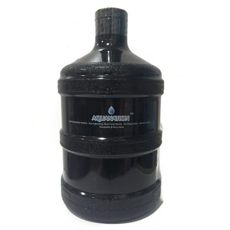 Leak Proof Hydration Bottle - AquaNation BPA Free Reusable FDA Grade 1 Gallon 128oz Leak-Proof Hydration Plastic Drinking Water Jug Big Mouth Bottle Container with Handle Canteen for Gym Outdoor Hiking Camping & Travel (Black)