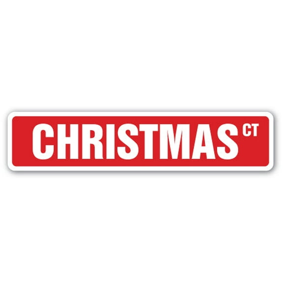 SignMission SS-Christmas 4 x 18 in. Christmas Street Sign - Santa Claus Reeindeer Sleigh Jesus