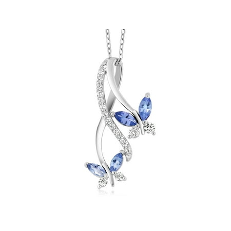 Bone Butterfly Pendant - 1.21 Ct Marquise Blue Tanzanite 925 Sterling Silver Butterfly Infinity Pendant