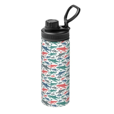 

Ocsxa Colorful Shark Print 18oz Stainless Steel Water Bottle Unisex Water Bottle Insulated Sports Water Cup Flask for Cold Water Drinks/Sports/Travel/Car/School