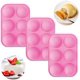 thumbnail image 1 of Paquete de 3 moldes de silicona de media esfera de 6 agujeros para pasteles, gelatina, pudín, dulces, chocolates, fondant de silicona antiadherente para hornear pasteles de chocolate (rosa) JFHHH pequeña, 1 of 5