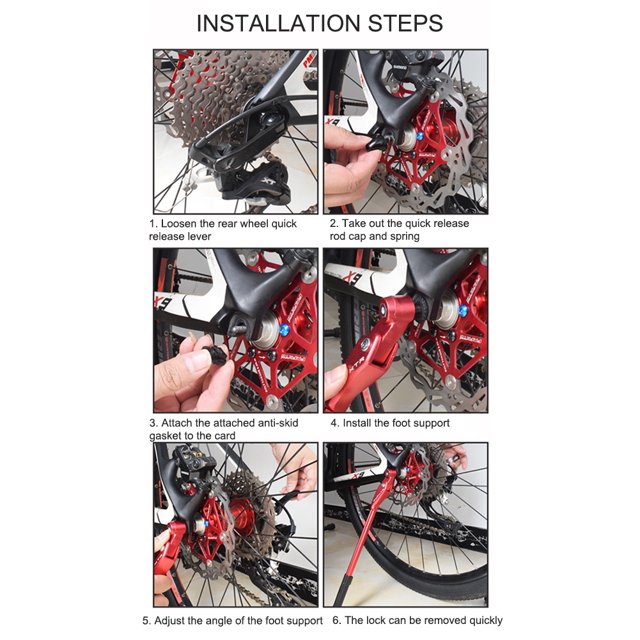 Ciclismo MTB Road Bike Kickstand de liberación rápida Soporte de estacionamiento ajustable Rack (Negro) Ehuebsd Para estrenar