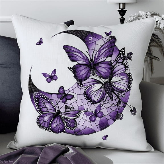 Flower Cross Stitch Pillow Kit DIY, Cross Stitch Kits For Adults, 17.72" x 17.72" x 0.4"