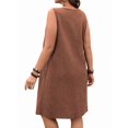 thumbnail image 3 of Women's Tea Length Round Neck Waist Sundresses Sleeveless Dress for Summer Brown M, 3 of 5