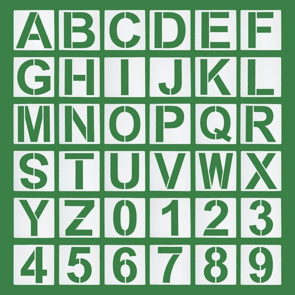 Uxcell 7 inch Letter Stencils Number Stencils Reusable Alphabet Templates Numbers Stencil Set, Green 36 Pack