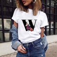 thumbnail image 2 of Gibobby Camiseta de manga corta para mujer Cuello corto Fashion Casual T imprimir Round Top Mujeres camisas femeninas(Gris,G), 2 of 4