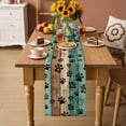 thumbnail image 2 of Teal Green Brown Table Runner - 72 Inch Long Farmhouse Dog Paw Vintage Cotton and Linen Blended Dress Scarves Farmhouse Table Runner for Kitchen Dining, Coffee Table, 13" x 72", 2 of 8