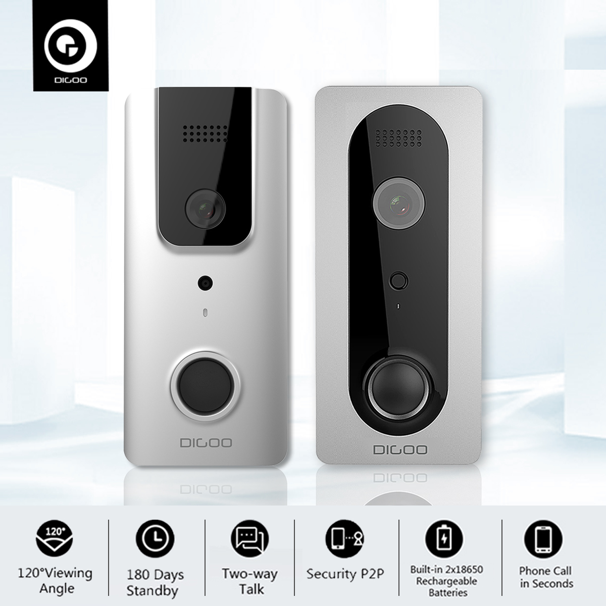 DIGOO 1080P WiFi Ring DoorBell with Camera ,Waterproof Smart Home Night