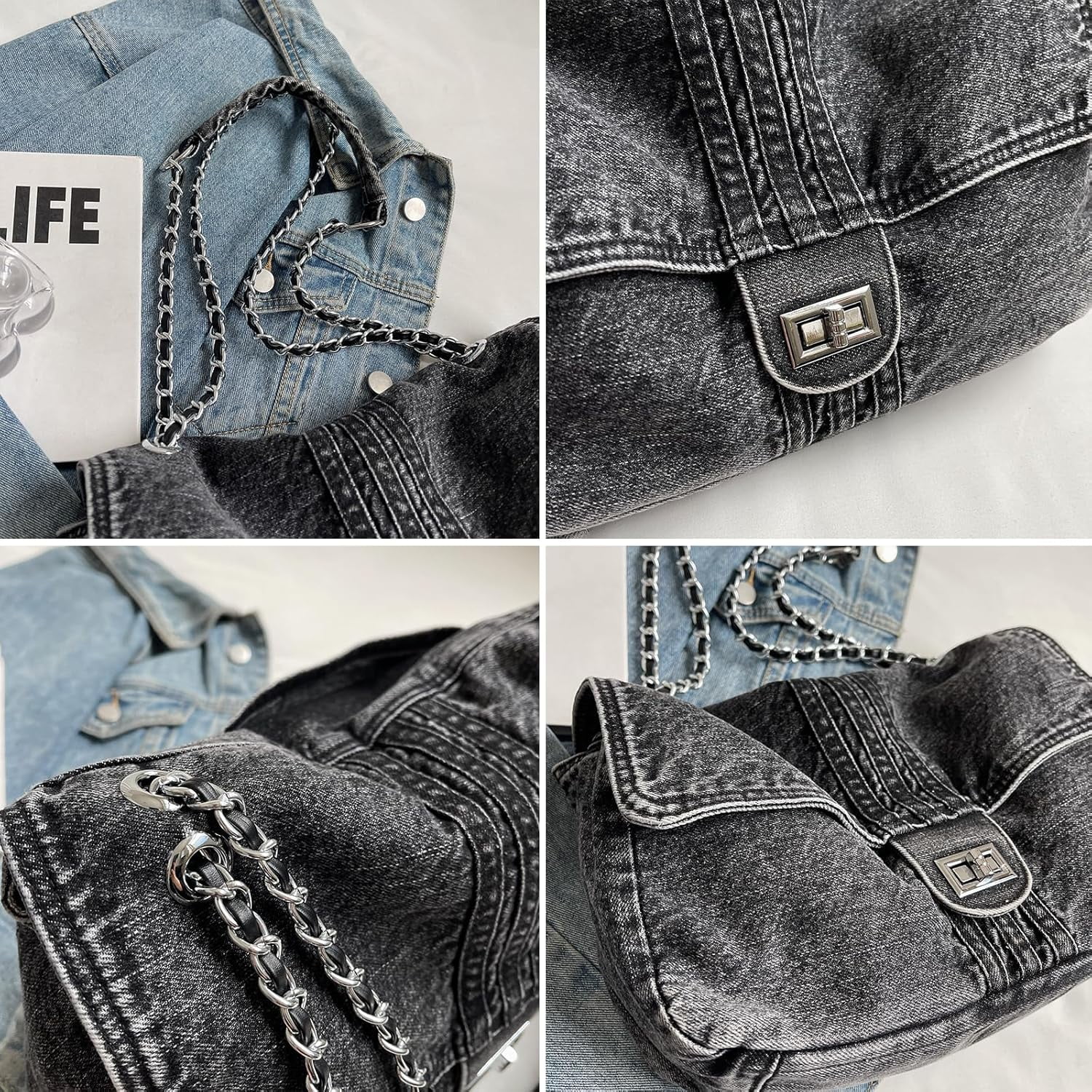 Denim Crossbody Bag, Jean Purses for Women Denim Clutch Purses and Handbags