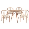 thumbnail image 1 of Ilios Innova | Comedor Redondo de MDF y Madera de Haya para 4 Personas con Sillas de Asiento Tejido, Estructura de Acero Reforzada, Diseño Nórdico Minimalista para Cocina o Comedor, 1 of 9