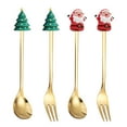 thumbnail image 2 of TERGAYEE Christmas Spoon Fork Set with Gift Box,Gold Stainless Steel Dessert Spoon Fork Tea Spoon with Christmas Pendant for Xmas Party Tableware Decor, 2 of 7