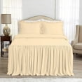 thumbnail image 2 of 4 Piece Long Ruffle Sheet Set, 25" Inch Long Ruffle On Corner Of The Flat Sheet, 18 Inch Deep Pocket, 100% Egyptian Cotton, 800 TC, Twin XL Size, Solid Ivory, 2 of 9