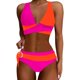 thumbnail image 1 of MKLEKYY Trajes De Baño Women High Waisted Bikini Sets Swimsuits Color Block Two Piece Drawstring Bathing Suit, 1 of 6