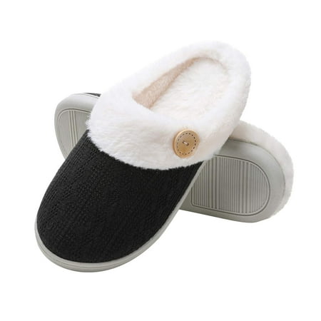 

CRAMAX Ladies Memory Foam Slippers Non-slip Rubber Bottom Ladies Home Slippers Warm Plush Lining Bedroom Comfortable Home Shoes