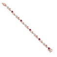thumbnail image 2 of Gem Stone King 18K Rose Gold Plated Silver Heart Shape Red Created Ruby White Moissanite and Round White Lab Grown Diamond Greek Vine Flower Tennis Bracelet for Women (5.14 Cttw, 7.5 inch), 2 of 4