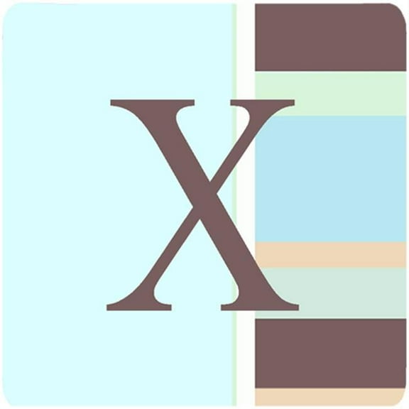 Monogram - Blue Stripes Foam Coasters Initial Letter X, Set Of 4