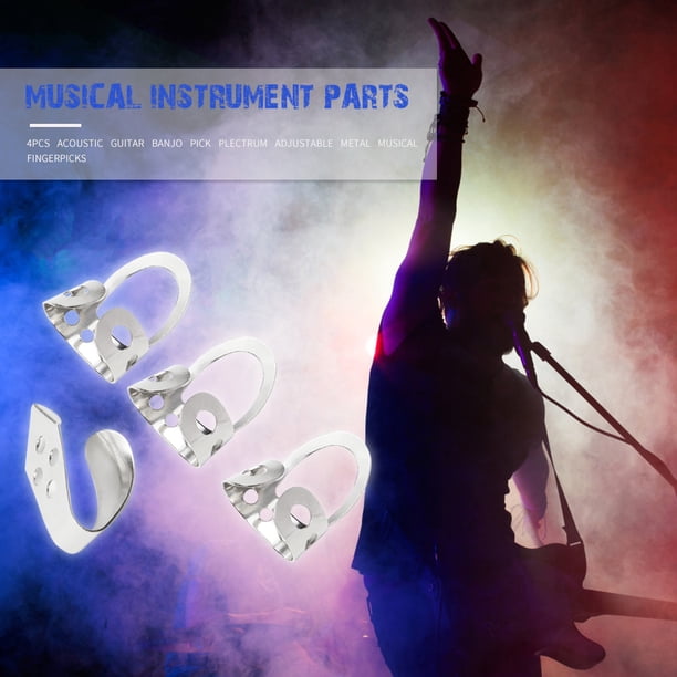 Púas ajustables para 3 dedos + 1 púa para el pulgar Púa para guitarra acústica Banjo (Plata) Ndcxsfigh Nuevos Originales