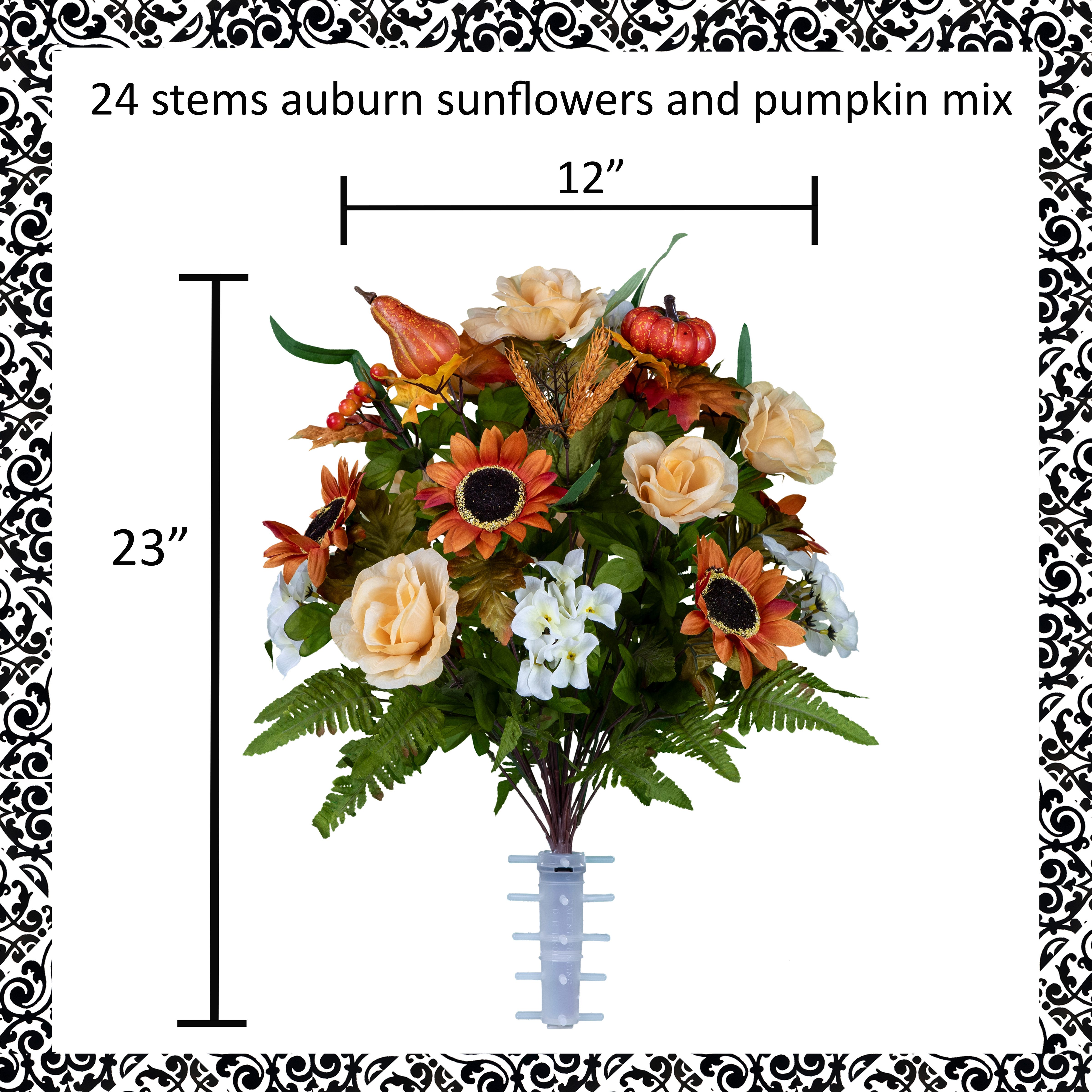 Sympathy Silks 24" Artificial Auburn Sunflower Cream Rose Fall Bouquet