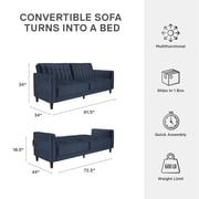 DHP Pin Tufted Transitional Futon, Blue Velvet