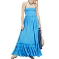 thumbnail image 3 of Kishawna Womens Boho Floral Puff Sleeve Tiered Maxi Dress Long Dresses, 3 of 5