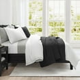 thumbnail image 2 of Lush Decor Hampton Double Flange Embroidered Contrast Edge Cotton Duvet Cover Set, 3 Piece Set, Full/ Queen, White & Black - Hotel Bedding Set - Black Trim - White Duvet Cover - Minimalist Decor, 2 of 9
