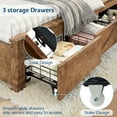 thumbnail image 3 of amerlife Twin Daybed with Bookcase Headboard, USB-C Charging, RGB Lights & 3 Drawers, No Box Spring Needed, Platform Bed Frame for Teens, Dorms, Guest Room,Rustic Oak, 3 of 9
