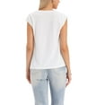 thumbnail image 3 of Casual Top for Women's Cap Sleeve Crew Neck Pleated Summer Knit Basic Tee Shirt XS White, 3 of 6