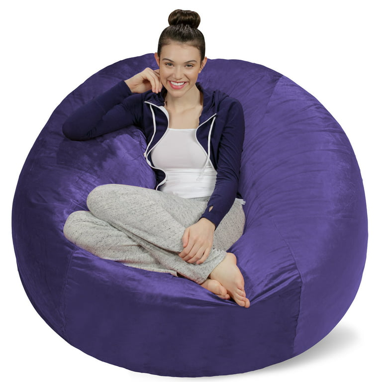 Sofa Sack Bean Bag Chair, Memory Foam Lounger with Microsuede Cover, Kids,  Adults, 5 ft, Purple 