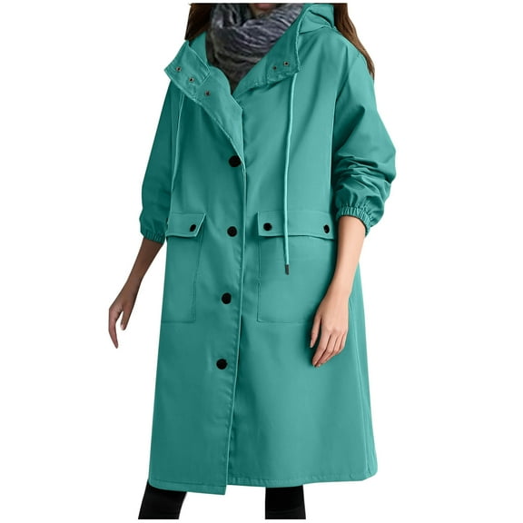 Light Jackets For Women Sevevn Women's Long Windproof Coats Lightweight Single-Breasted Jacket Windbreaker With Pocket