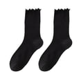 thumbnail image 4 of Tnobhg 1 Pair Women Socks Thin Shirring Edge Hollow Mid-tube No Odor Solid Color High Elasticity Anti-slip Breathable Soft Sweat-absorption Anti-shrink Sports Cotton Socks, 4 of 7