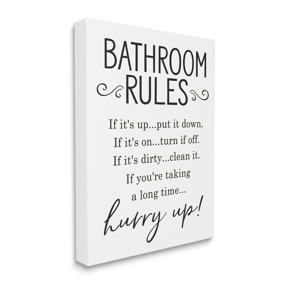 Stupell Industries Minimal Bathroom Rules Sign Hurry Up Humor, 16 x 20, Designed by Lettered and Lined
