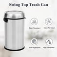thumbnail image 3 of 17 Gallon Stainless Steel Swing Top Trash Can, 65L Heavy Duty Round Commercial Garbage Bin with Swing Lid, Odor Control, Ideal for Kitchen, Restaurant, Office, Silver, 3 of 6