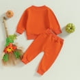 thumbnail image 4 of Douhoow Toddler Boy Girl Halloween Outfits 2Pcs Pumpkin Pullover Pocket Pants Set, 4 of 8