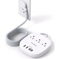 thumbnail image 1 of Regleta de enchufe plano, cable de extensión plano de 5 pies - 3 salidas 4 puertos USB (2 USB C) Estación de carga de escritorio de 22,5 W/4,5 A, regleta sin protección contra sobretensiones para cruc, 1 of 4