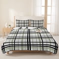 thumbnail image 3 of Twin Quilt Set 68''x86'', Sage Green Black Plaid Lightweight Summer Bedspread Coverlet Set with 2 Pillow Shams, Farmhouse Green Black Checkered Breathable All Season Quilt Bedding for Dorm/Bedroom, 3 of 9