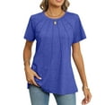 thumbnail image 2 of Women Short Sleeve Shirts Casual Dressy Summer Tops with Pleats, 2 of 5