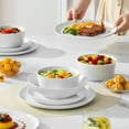 thumbnail image 3 of vancasso 16 Pcs Dinnerware Set, Ceramic Plates and Bowls Set for 4, Curve Vertical Shape Dinner set, White Porcelain Dish Set, 3 of 10