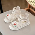 thumbnail image 2 of LOVZFMLL Little Girls Sandals Strawberry Princess Dress Flats Soft Sole for Summer Toddlers and Kids Ages 3-13 Open Toe Zip-Up Beige 3-4 Years, 2 of 9