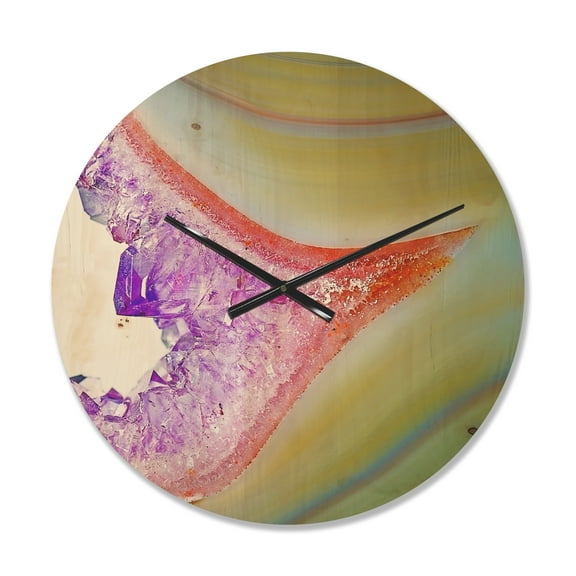 Designart 'Close Up Natural Agate' Modern Wood Wall Clock