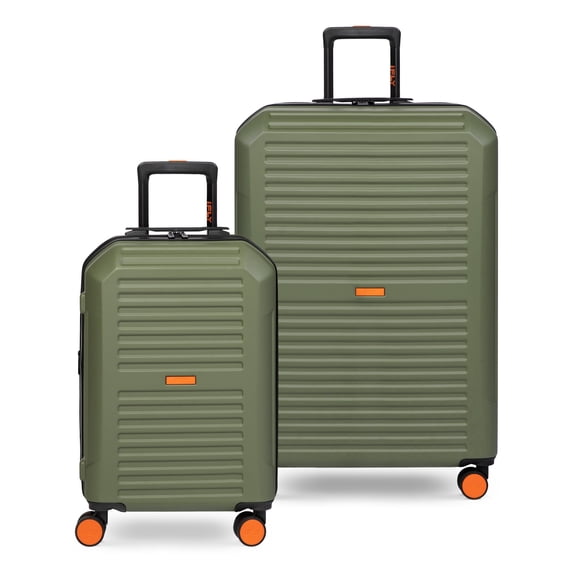 iFLY Venture 2-Piece Hardside Luggage Set , 20" Carry-on and 28" Checked Luggage, Olive