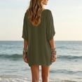 thumbnail image 4 of Women's Solid Color Half Sleeve Collared Mini Dress Casual Summer Dress, 4 of 9