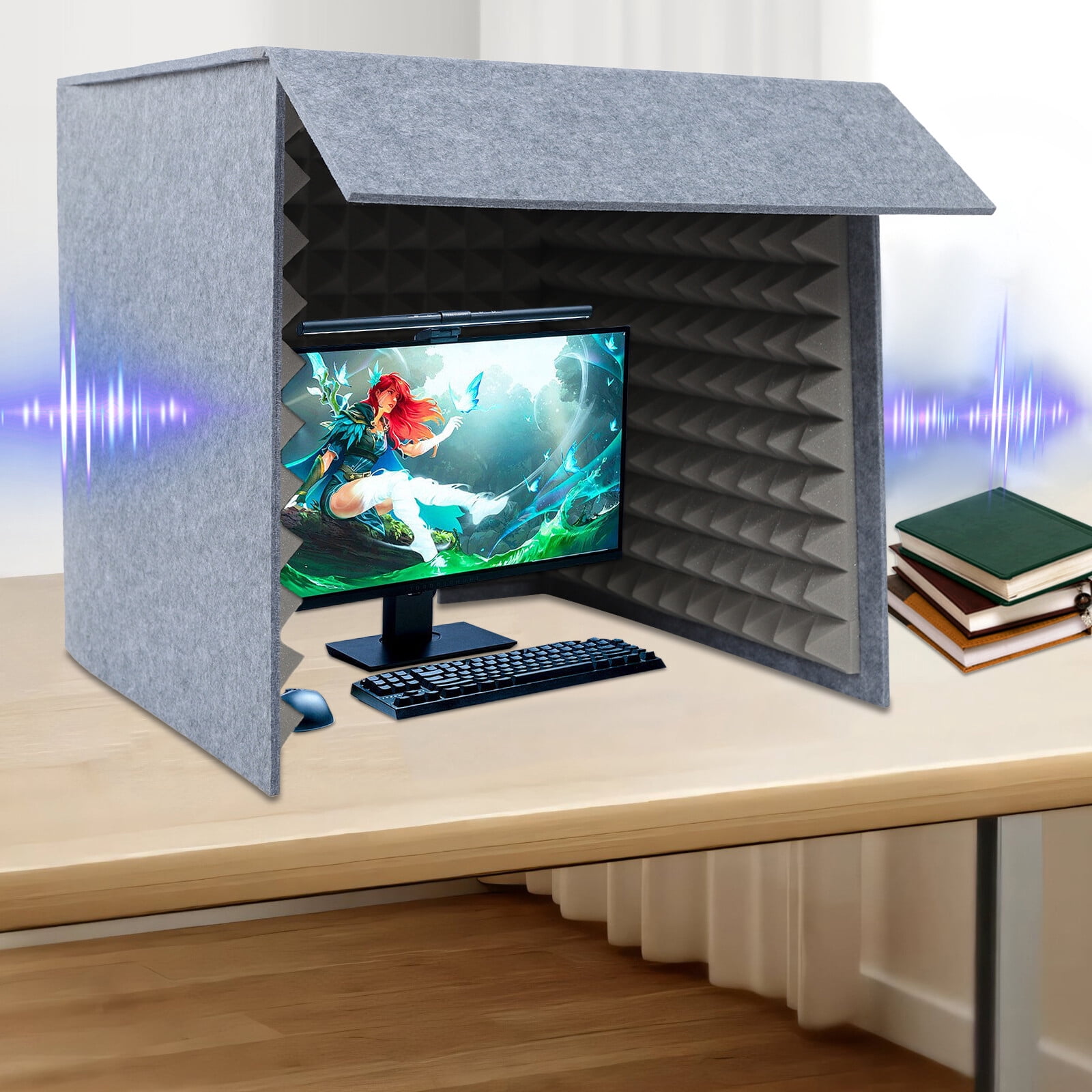 Audio Base, Vocal Recording Booth, Speaker Stands, 60x60cm Foldable Desktop Soundproof Booth, Dual Gray Absorption Panels, High Density Acoustic Foam, Environmentally Safe, Odorless