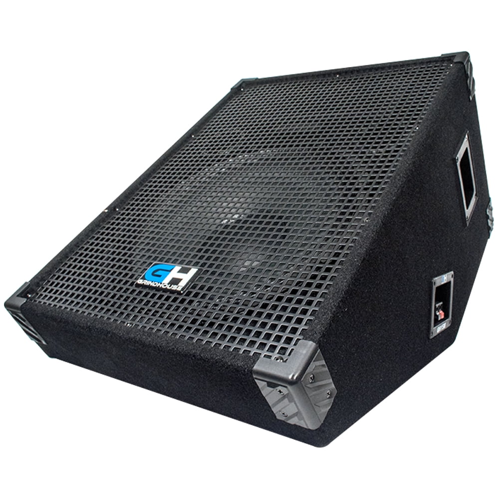 Grindhouse Speakers - GH15M-Pair - Pair of 15 Inch Passive Wedge Floor / Stage Monitors 400 Watts RMS each - PA/DJ Stage, Studio, Live Sound 10 Inch Monitor