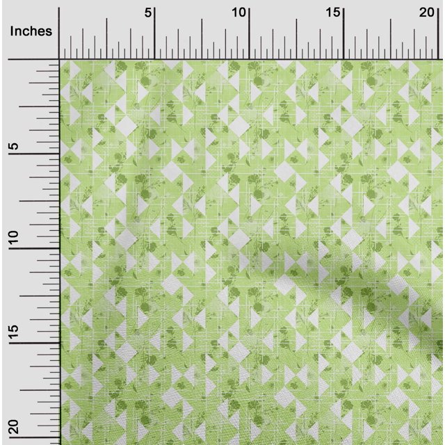 oneOone Georgette Viscose Light Green Fabric Texture & Triangle Geometric Sewing Material Print Fabric By The Yards 42 Inches Wide