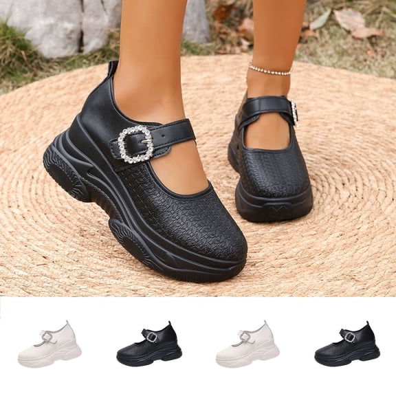 Miluxas Mary Janes for Women Chunky Platform Heels Comfortable Dress Pumps Casual office Work Shoes White 9(42)